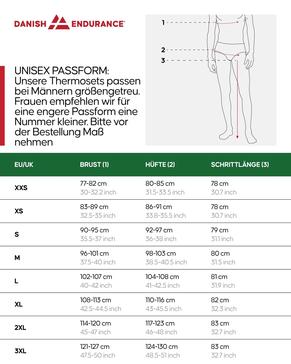 DANISH ENDURANCE Unisex Thermounterwäsche (1er|2er Pack), Funktionsunterwäsche Set, 100% Recycelte Materialien, Skiunterwäsche, Lange Unterhose & Langarmshirt, Extrem Weich & Warm, für Damen & Herren