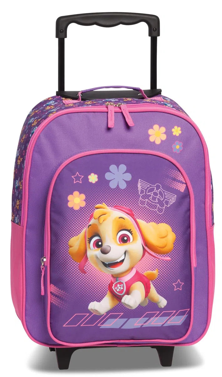 Ragusa-Trade Paw Patrol Chase Marshall Skye Kinder Trolley Kinderkoffer Weichgepäck Polyester 42 x 32 x 16/21 cm - verstellbare und fixierbare Teleskopstange, pink