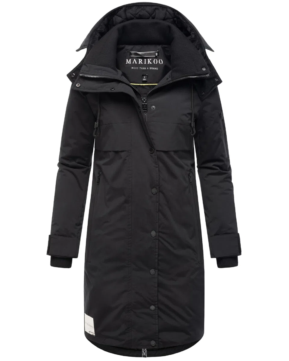 MARIKOO Damen Wintermantel warmer Parka mit Taillenzugband und abnehmbarer Kapuze Anoukaa 16 S-3XL