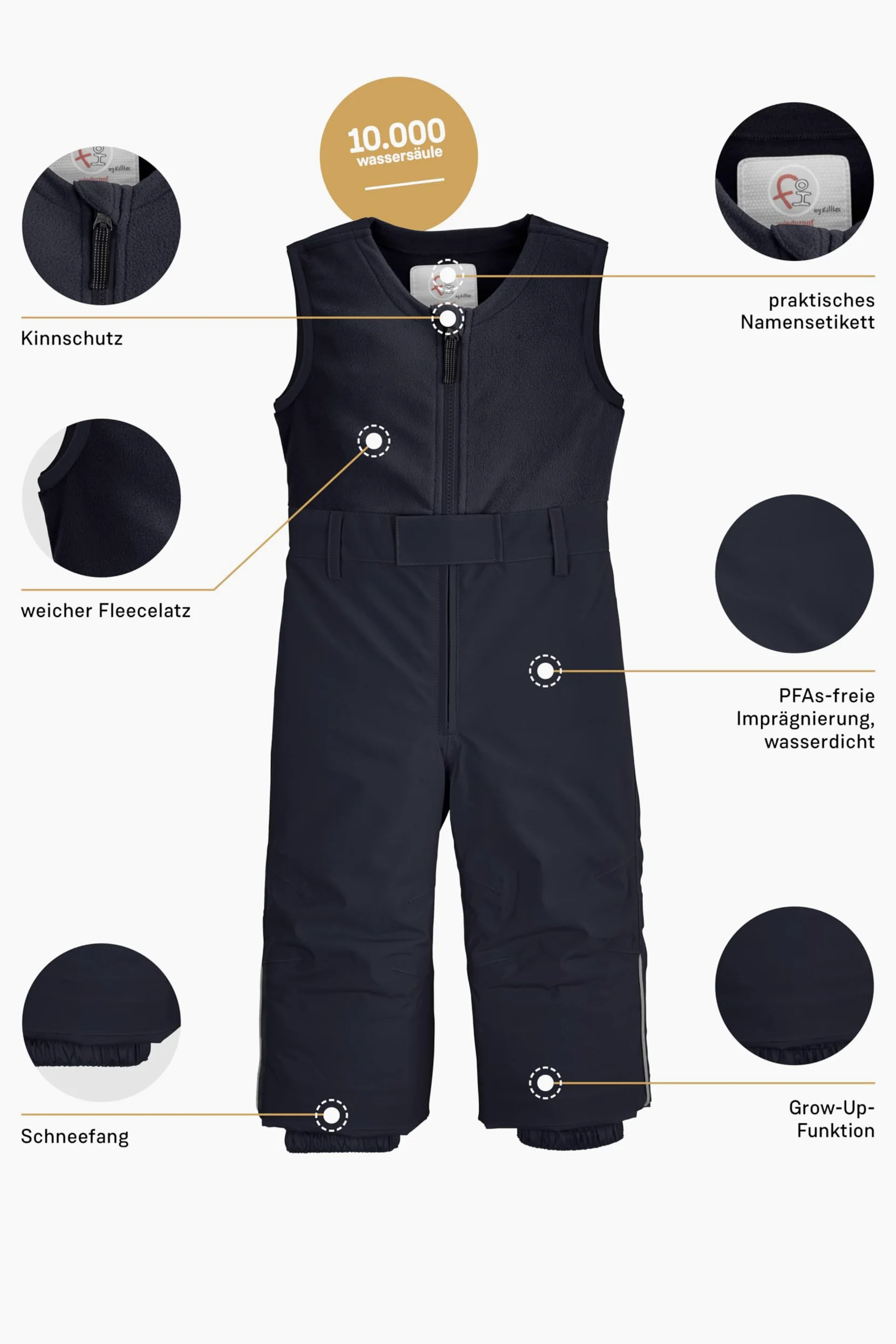 First Instinct by killtec Unisex Wärmende Latzhose mit Schneefang Fisw 34 MNS Ski Pnts