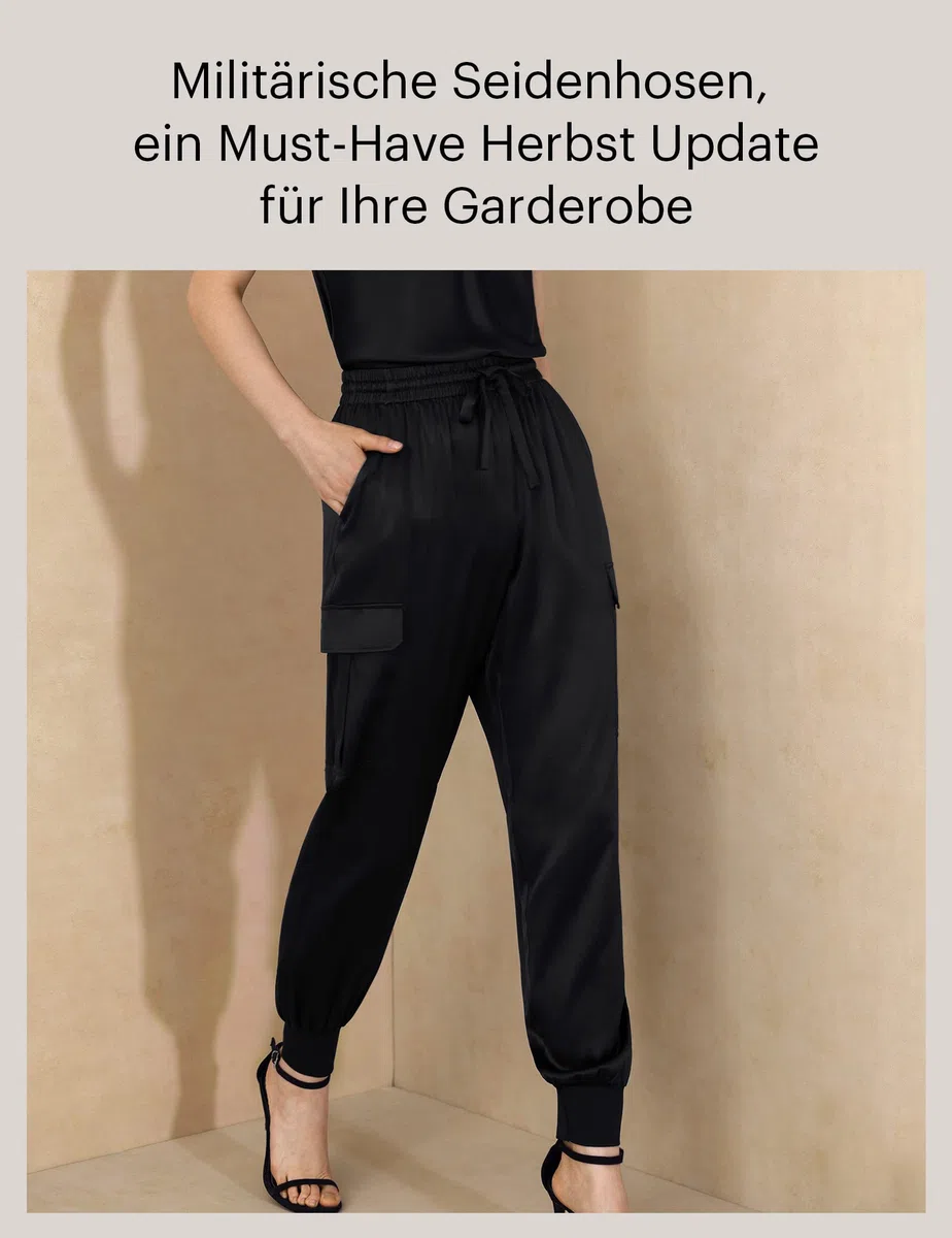 LilySilk Echte Seidenhosen Weiche Damenhose mit Seitentaschen mit Entspannter Passform Hosen für Frauen