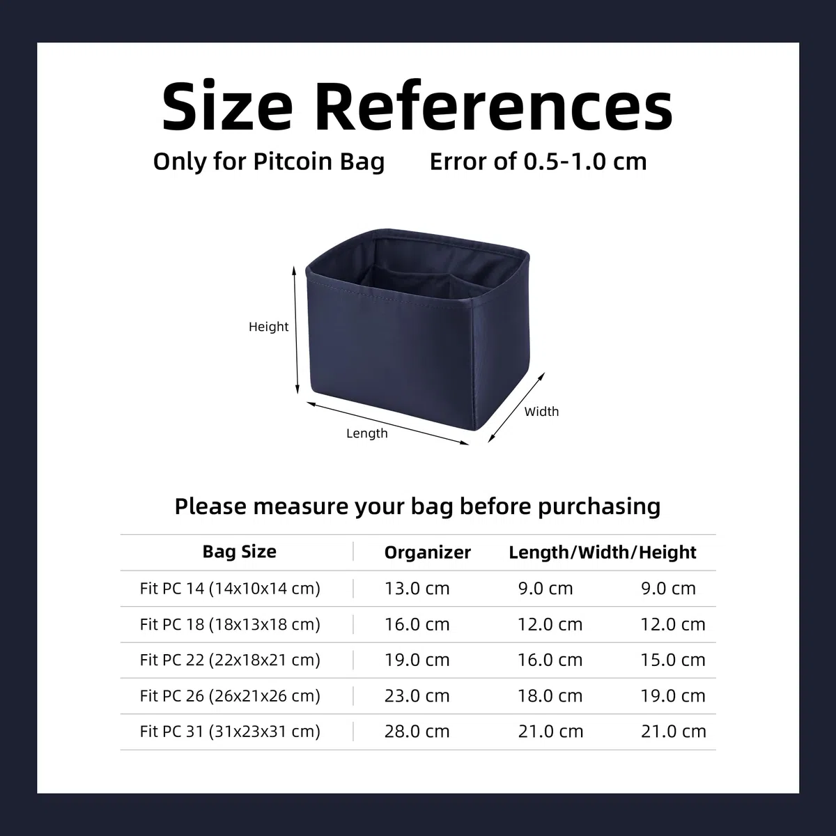 DGAZ Handtasche Taschenorganizer für Picotin 18/22, Seide Handtaschenorganisator Damen, Luxus-Handtaschen & Tote Innentaschen (Blue Nuit, PC18)