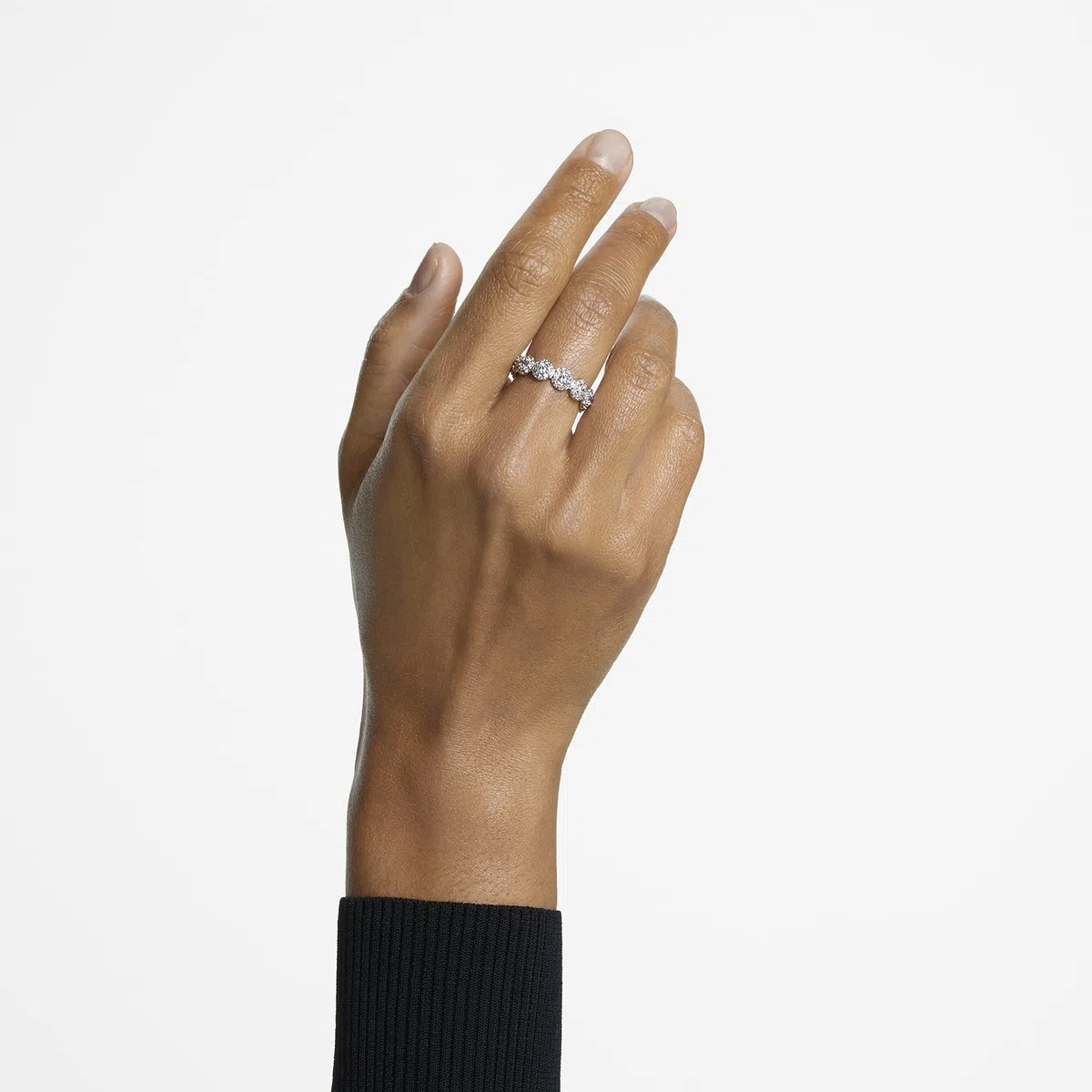 Swarovski Una Ring, Weiße Rundschliff- und Pavé-Kristalle in Rhodinierter Fassung