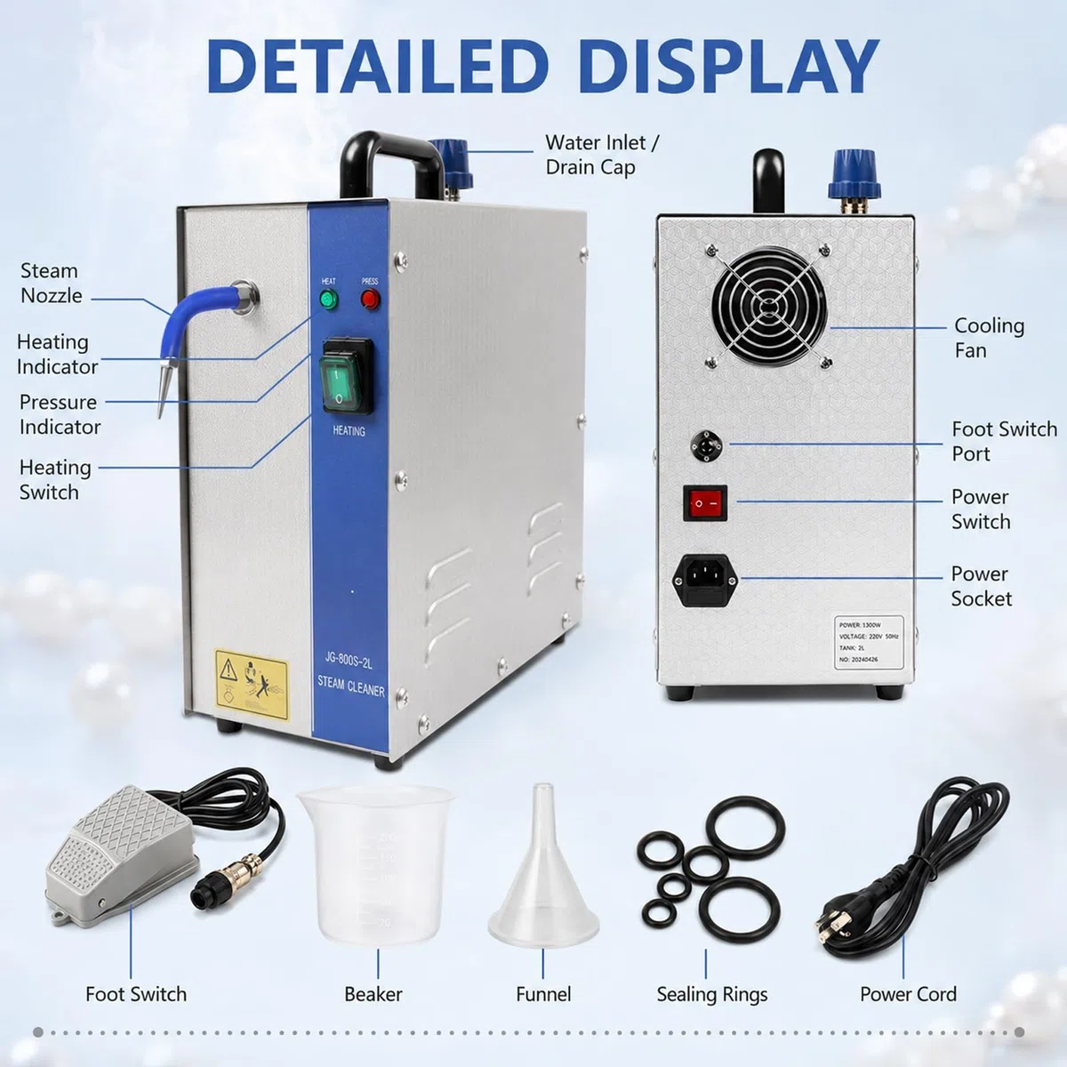 Gold Silver Steam Cleaning Machine,Dampf-Reinigungsmaschine for Goldschmuck | Geeignet für den Täglichen Haushaltsgebrauch und die Regelmäßige Pflege eines Juweliergeschäfts