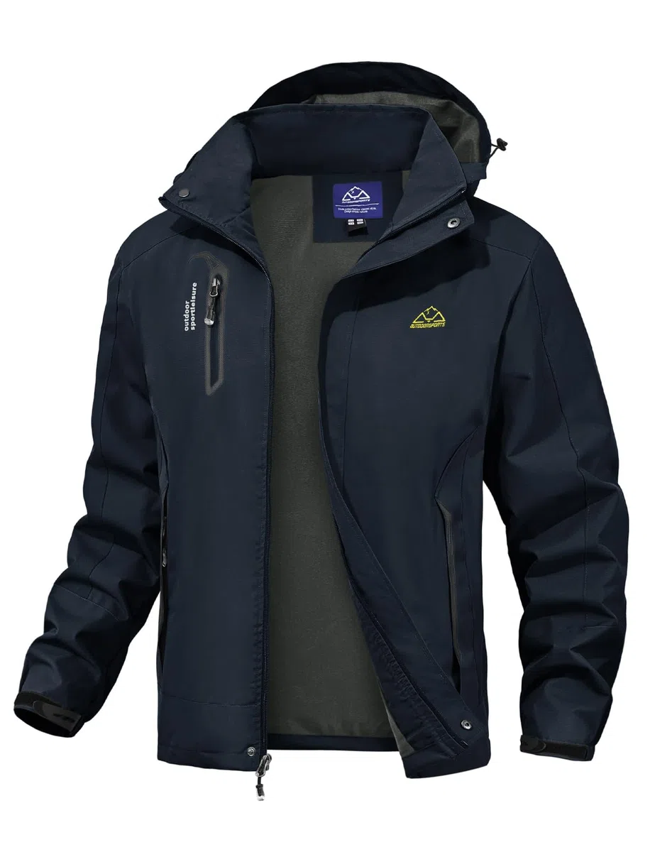 donhobo Herren Outdoor Wanderjacke Wasserabweisend Atmungsaktiv Winddichte Funktionsjacke Leicht Übergangsjacke Trekkingjacke Mäntel mit Abnehmbare Kapuze