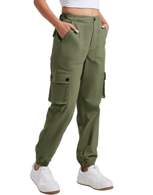 Pioneer Camp Cargohose Damen Lang Wanderhose für Frauen Strapazierfähig Cargo Hosen Verstellbarer Bund Outdoor Jogginghosen mit 6 Taschen