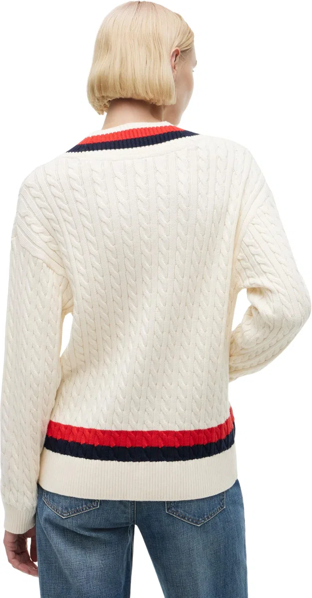 Tommy Hilfiger Damen Varsity Cable RLX Ls V-nk SWT Ww0ww49618 Pullover (1er Pack)