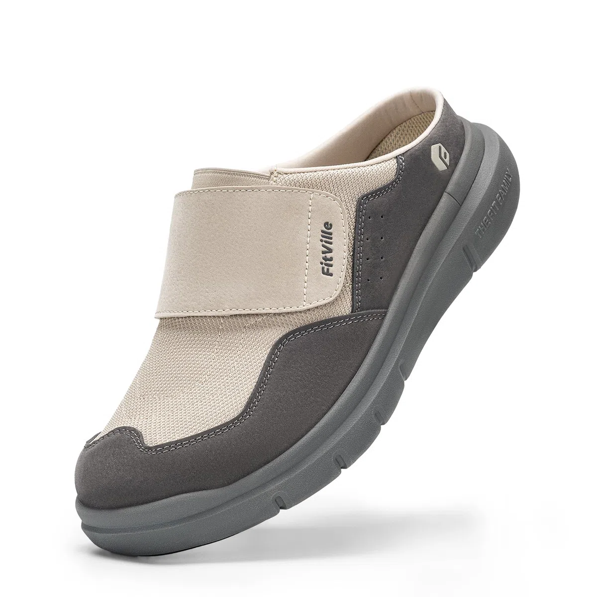 FitVille Senioren Hausschuhe Extra Weit Slipper Herren mit Klettverschluss Bequeme Pantoffeln Männer mit Fußgewölbestütze Gr.41-50