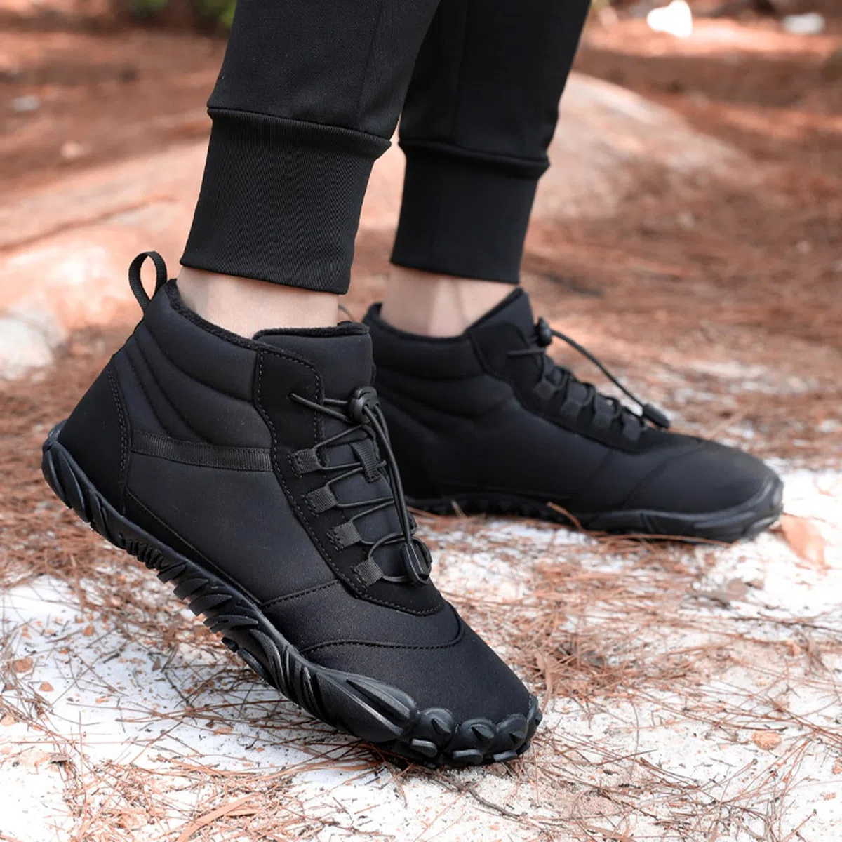 Fleece Barfußschuhe Winter Outdoor Barfußschuhe Herren Damen Herbst Winter, Wasserdicht Barfussschuhe Barefoot Shoes, Trocknend Traillaufschuhe Wanderschuhe Zehenschuhe