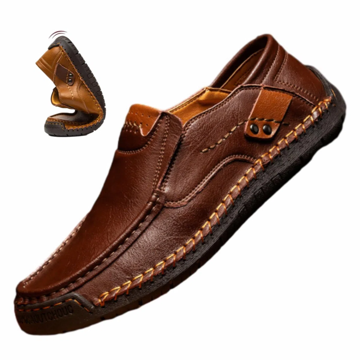 Handgefertigte Herren-Slipper aus echtem Leder, lässig, atmungsaktiv, handgefertigt, leicht, bequem