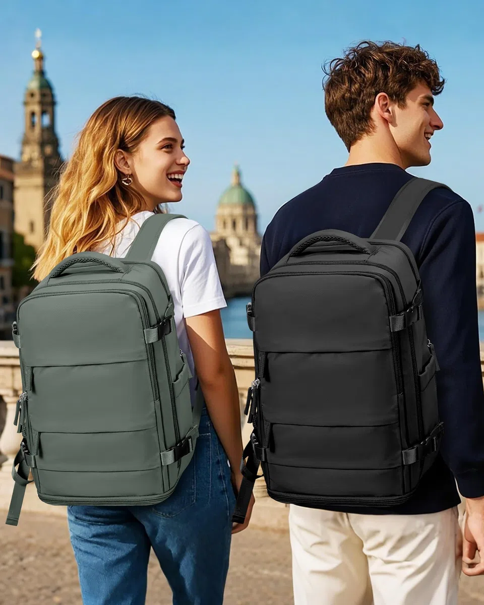 SZLX Großer Reiserucksack Damen,Vakuum Rucksack mit Pumpe Ryanair Handgepäck 40x30x20 Herren, Wizzair Handgepäck 40x30x20 Wasserdichter Tagesrucksack Fit 14 Zoll Laptop mit Schuhfach und Laptopfach