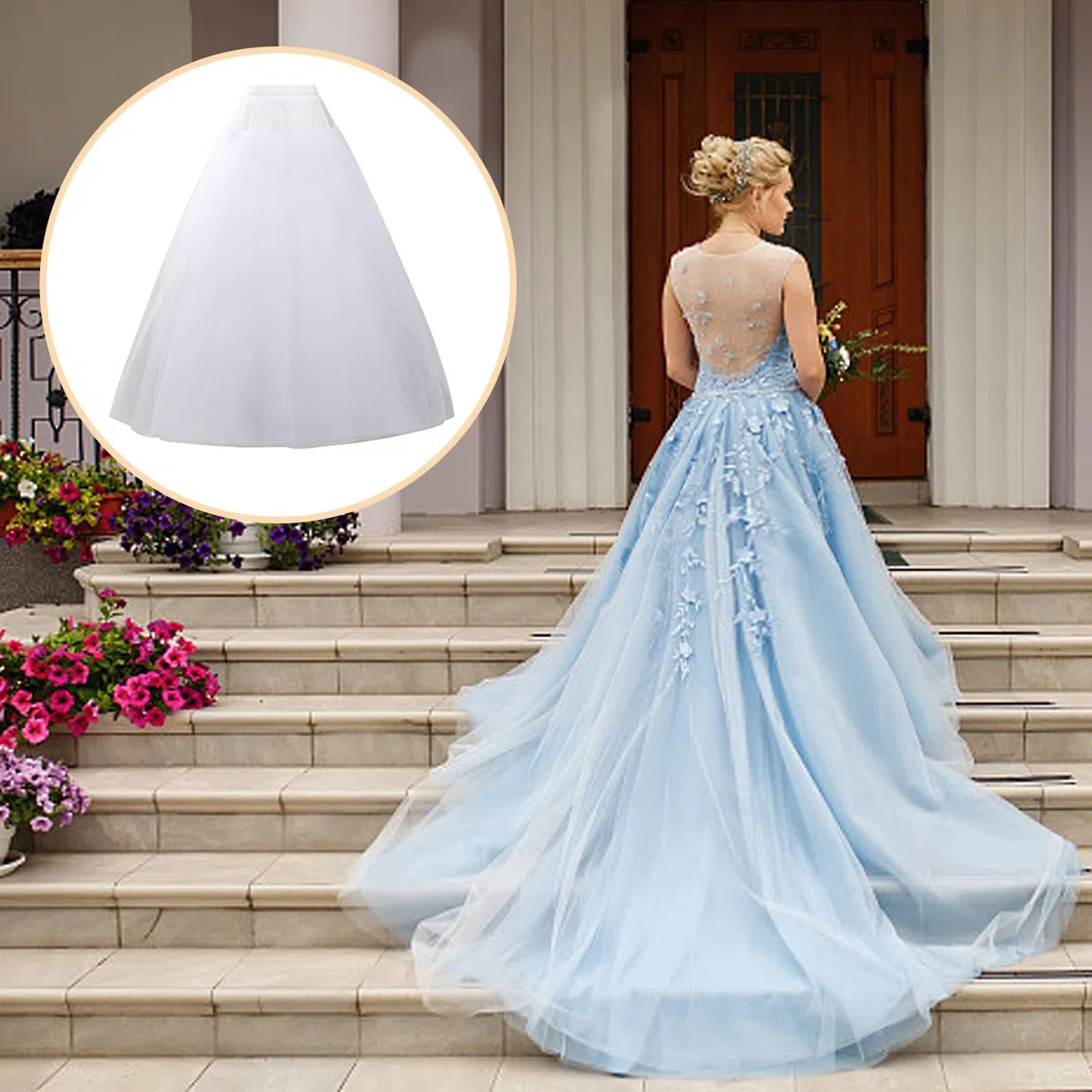 Hoopless Petticoat Crinoline Unterrock Rock 6 Schichten bodenlang Ballkleid Petticoat Unterrock Slip für Hochzeitskleid