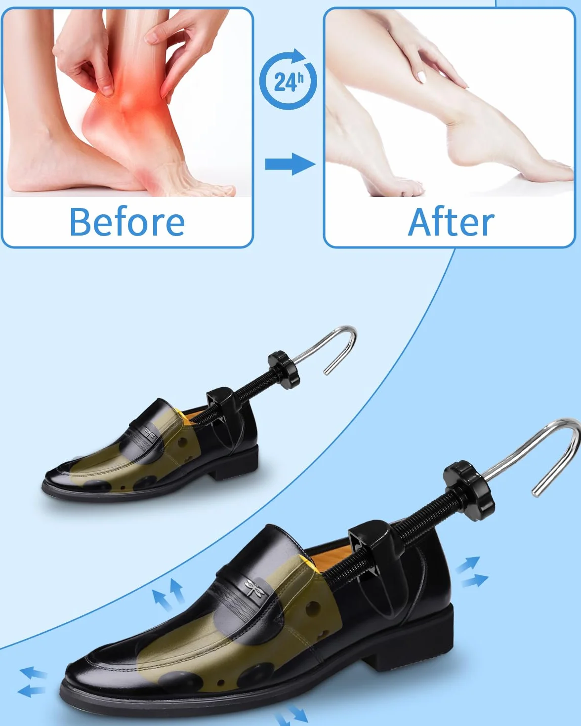 Zawaer Schuhspanner,2Stück Schuhspanner Herren Und Damen, 4-Wege Shoe Stretcher, Schuhe Dehnen, Leicht Und Leicht Zu Tragen, Shoe Last, Für Einstellbare Länge Und Breite Schuhweiter Mit Schuhlöffel.