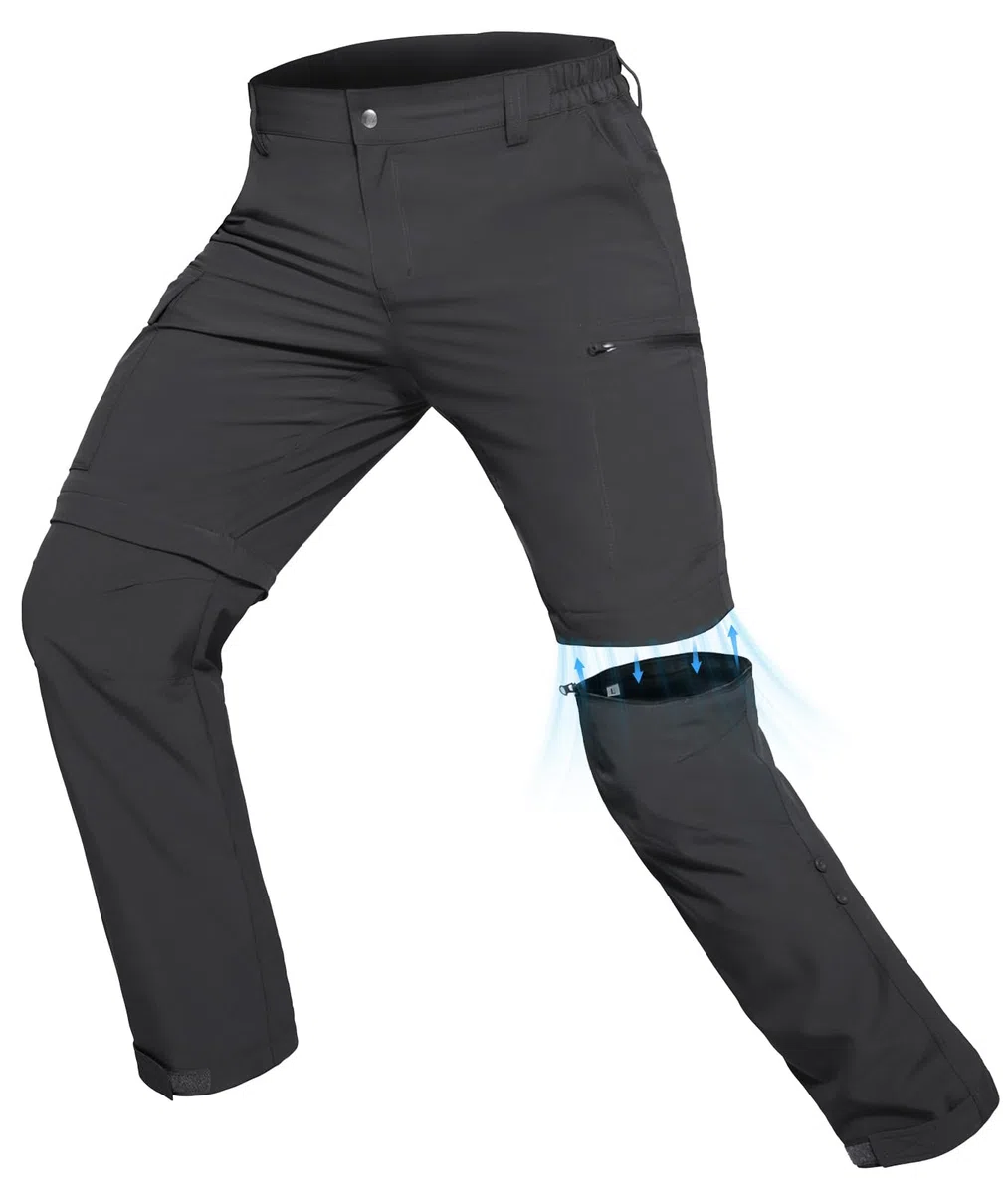 Hiauspor Wanderhose Herren Zip-Off Atmungsaktiv: Outdoor Softshellhose Nylon-Spandex Leicht Schnell Trocknend Sommer mit 5 Tiefen Taschen
