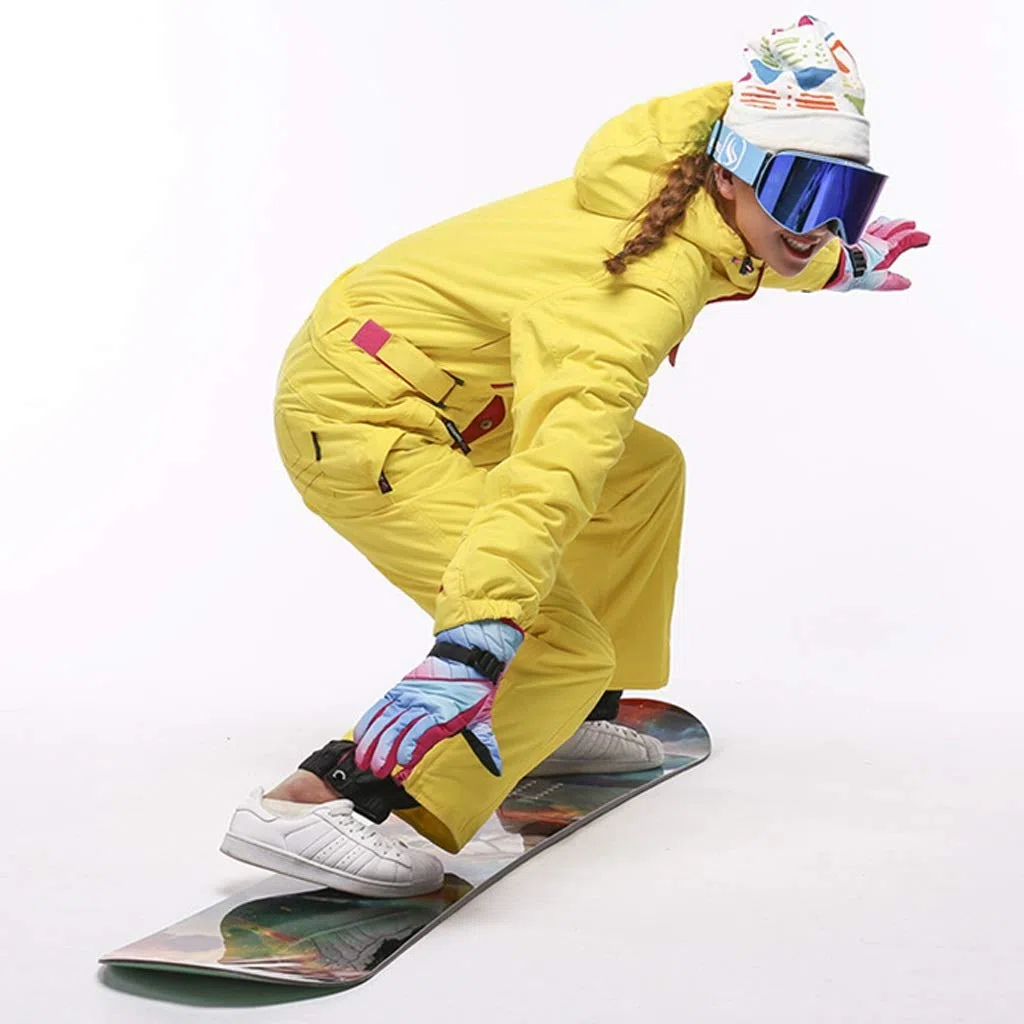 Liudan Skianzug Damen One Pieces Skier Anzüge Jumpsuits Coveralls Winter Outdoor wasserdichte Schneeanzüge for den Schneesport Zu windundurchlässiger Ausrüstung Windjacke (Color : Yellow)