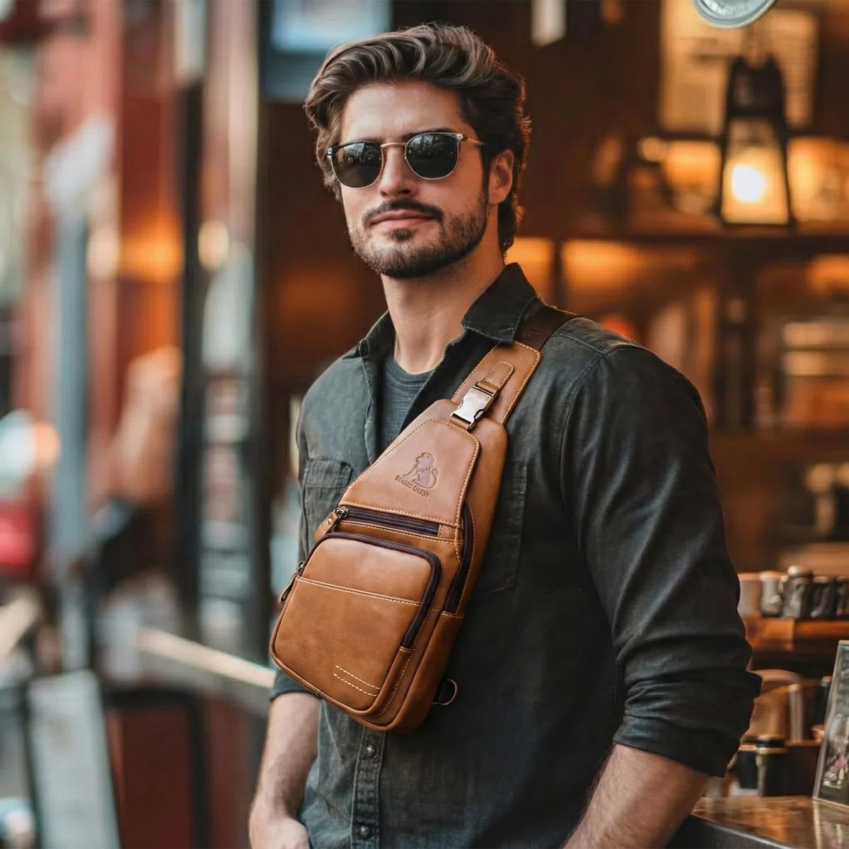 pundarika Leder Brust Tasche Männer Leder Umhängetasche Business Freizeit Crossbody Tasche Reise Arbeit kleine Handtasche