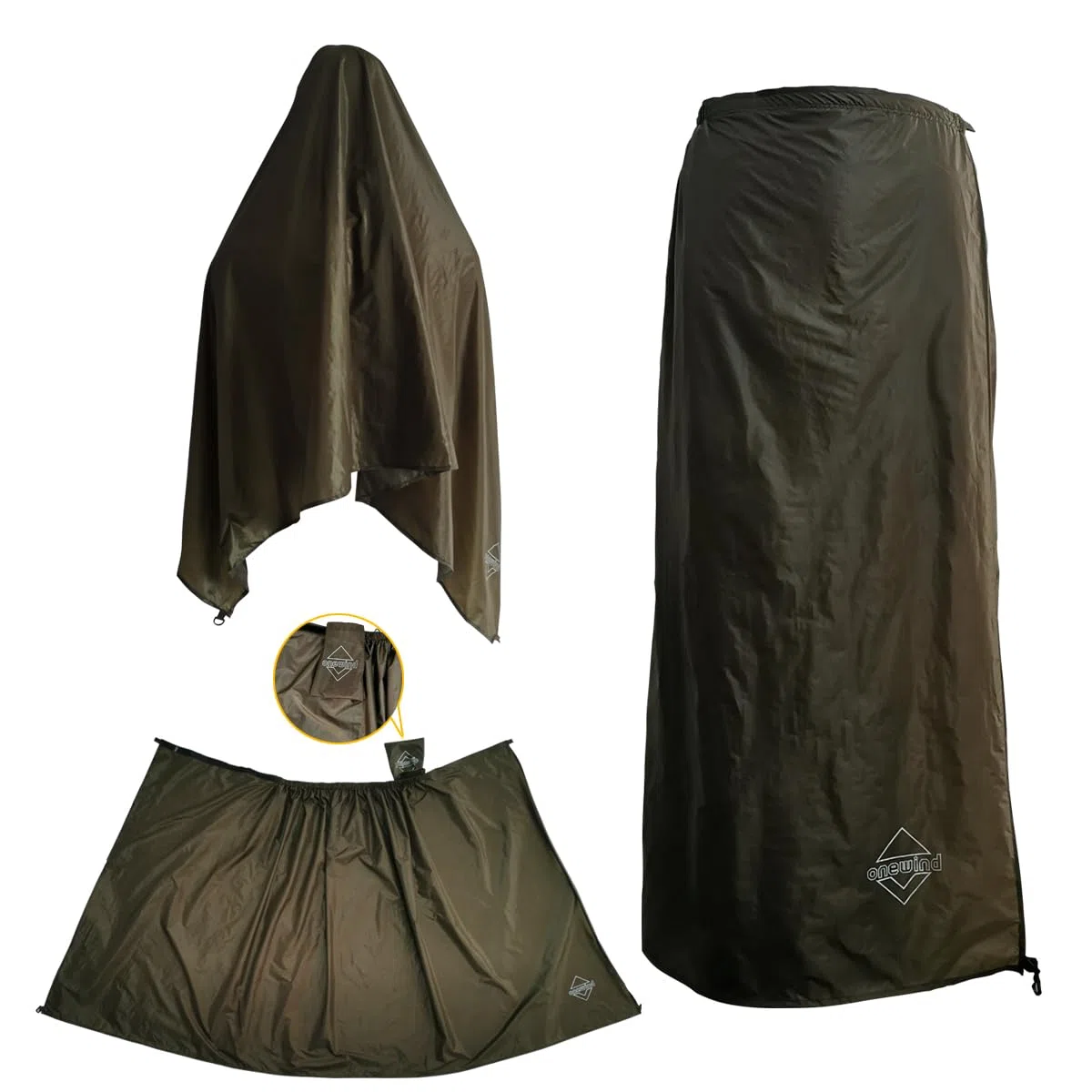 onewind Regenrock für Männer und Frauen Halber Poncho Wasserdicht Ultraleichte Nylon Regenhose Kilt Winddichte Regenbekleidung Liner für Camping Wandern
