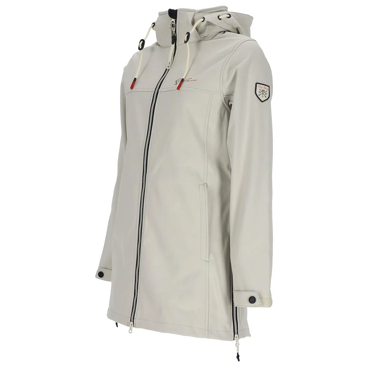 Dry Fashion Damen Softshellmantel Hooge Softshelljacke Cremeweiß, Größe 36 | Atmungsaktiv, Wind- & wasserabweisend, Zwei-Wege-Reißverschluss, Verstellbare Taille & Armbündchen, Reißverschlusstaschen