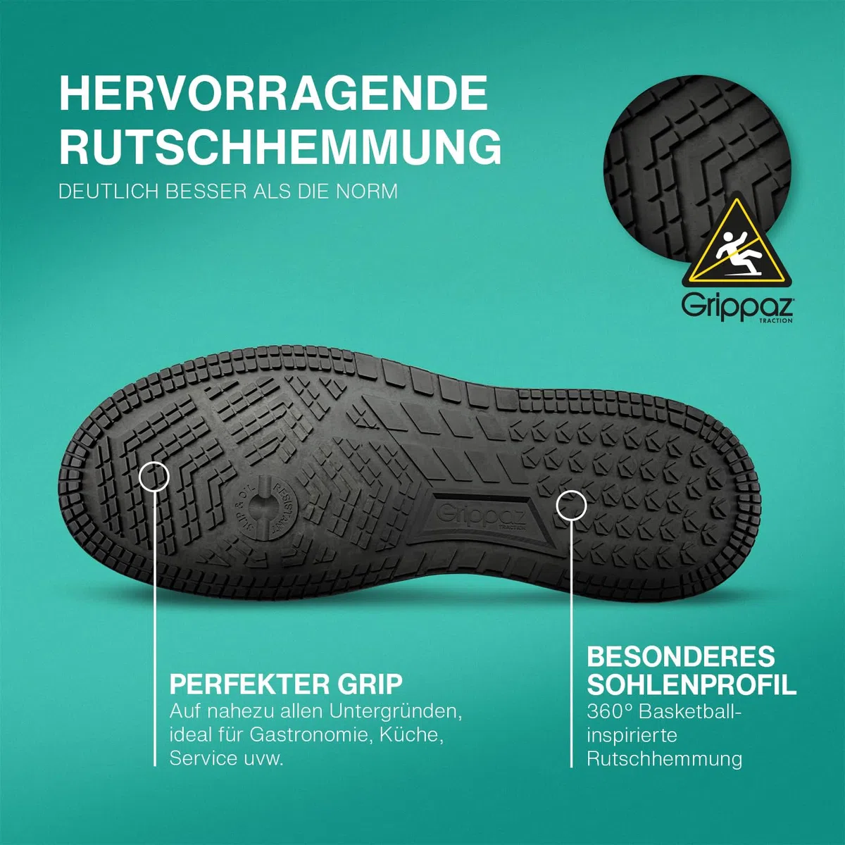 ALBATROS Boogie Rutschhemmende Serviceschuhe – rutschfeste Gastronomieschuhe für Damen und Herren, sehr leicht - Non-Slip Sneaker – ideal für Service und Gastronomie Schwarz