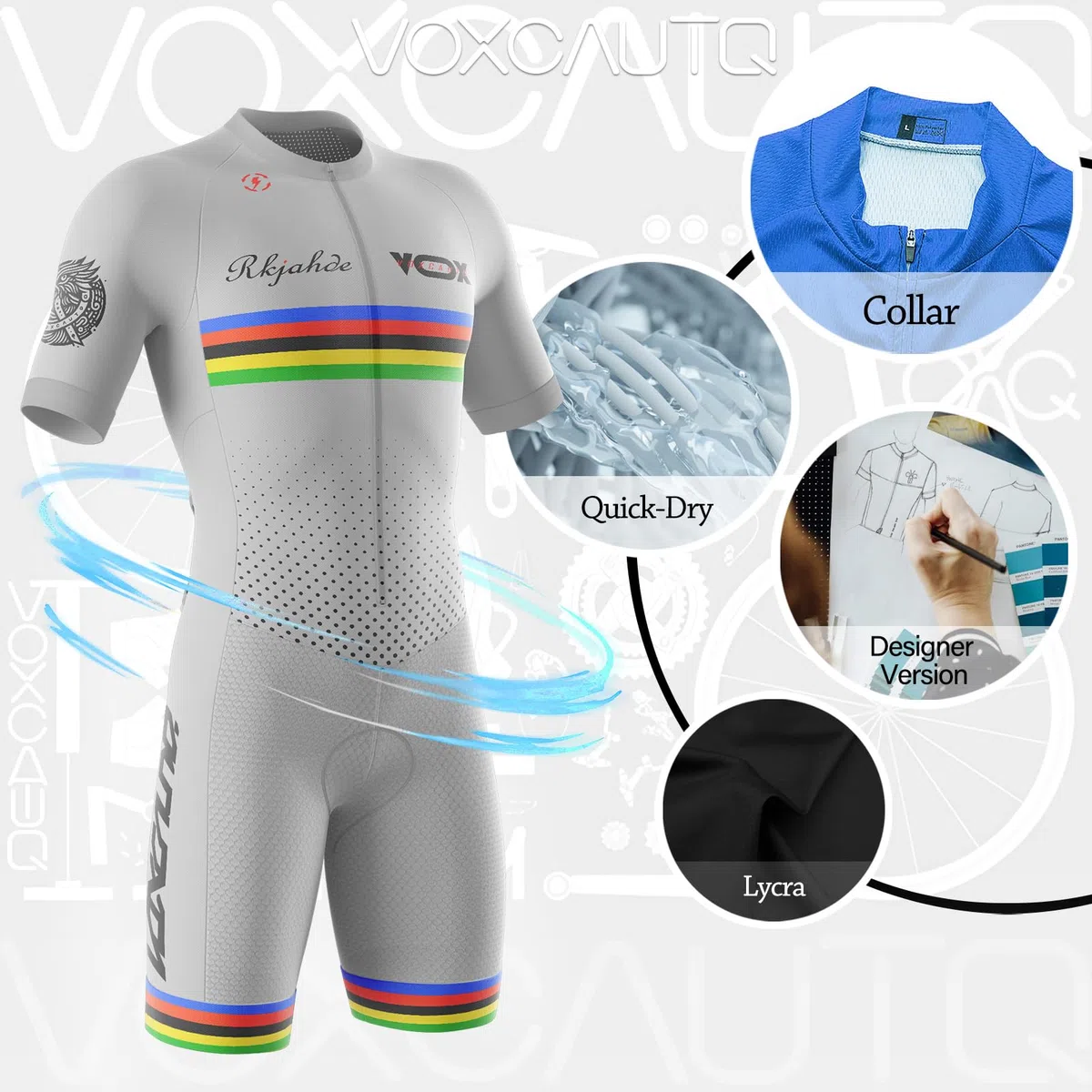 Herren-Fahrrad-Skinsuit, Gel-Polsterung, MTB-Triathlon-Triathlon-Tri-Anzug, schnelltrocknend, für Radfahren, Training, Rennrad, Fahrradbekleidung