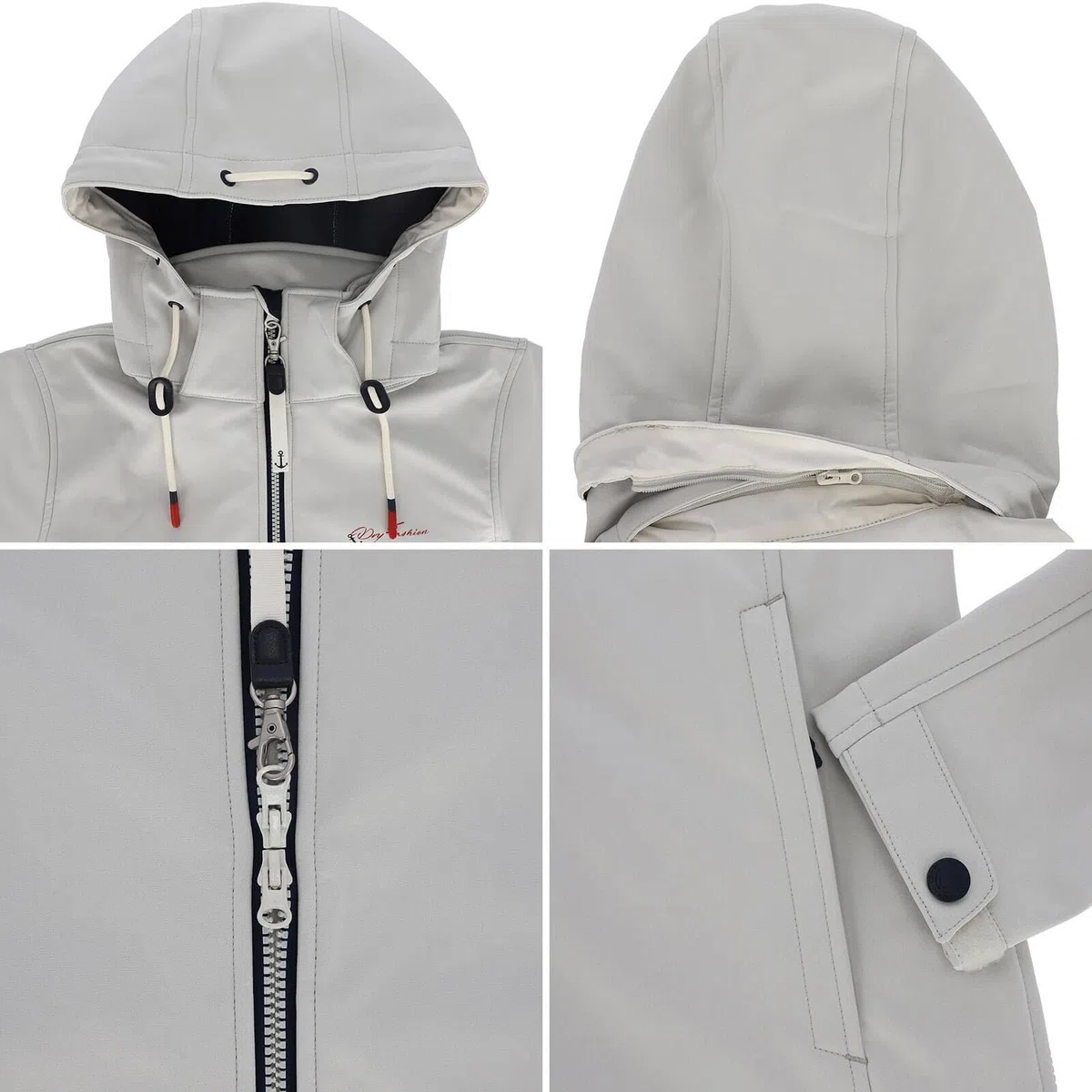 Dry Fashion Damen Softshellmantel Hooge Softshelljacke Cremeweiß, Größe 36 | Atmungsaktiv, Wind- & wasserabweisend, Zwei-Wege-Reißverschluss, Verstellbare Taille & Armbündchen, Reißverschlusstaschen