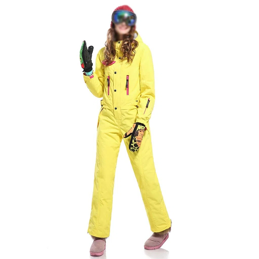 Liudan Skianzug Damen One Pieces Skier Anzüge Jumpsuits Coveralls Winter Outdoor wasserdichte Schneeanzüge for den Schneesport Zu windundurchlässiger Ausrüstung Windjacke (Color : Yellow)
