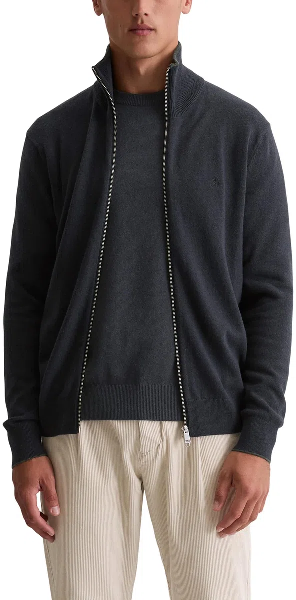 Marc O'Polo Zipper-Strickjacke Regular aus Bio-Baumwoll-Schurwoll-Mix