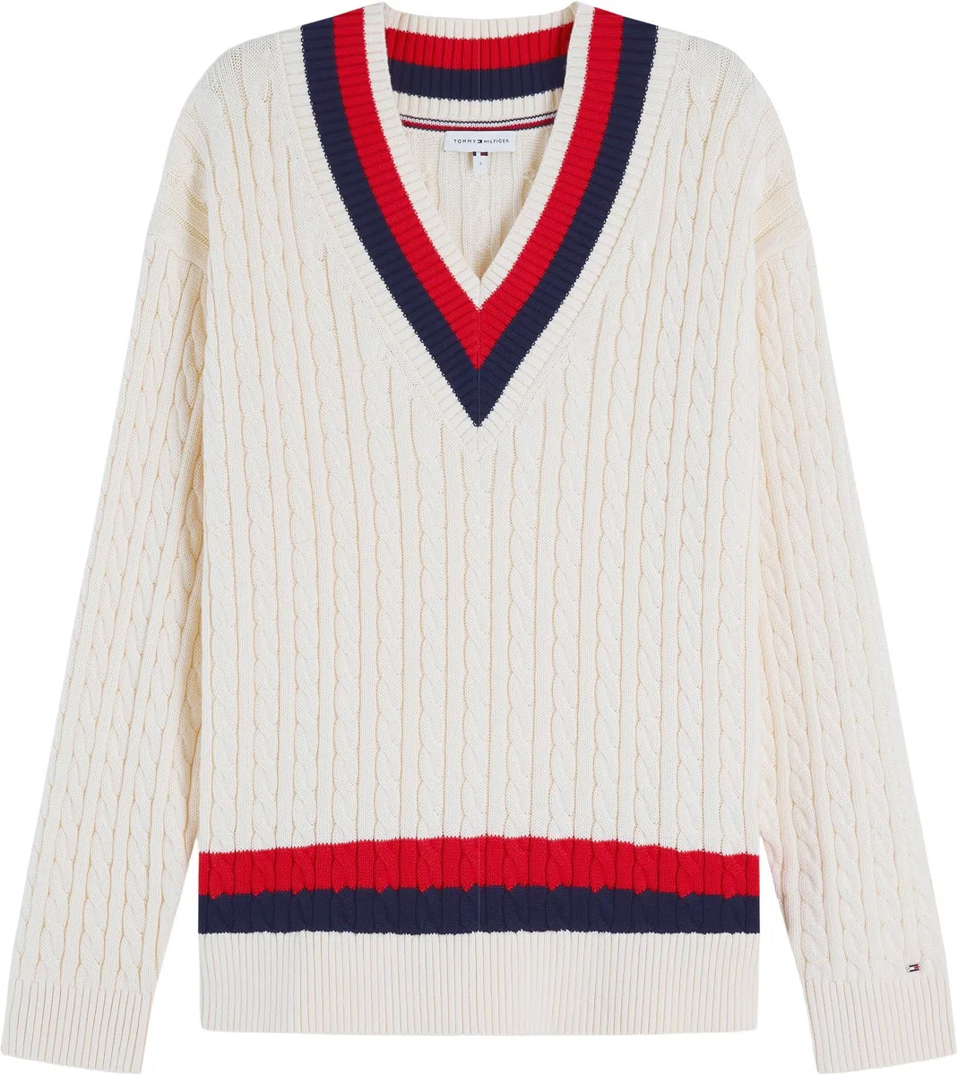 Tommy Hilfiger Damen Varsity Cable RLX Ls V-nk SWT Ww0ww49618 Pullover (1er Pack)