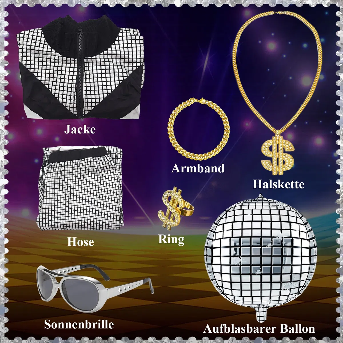 Ezuwail 80er Jahre Outfit Damen Herren - Disco-Outfit Jogginganzug Trainingsanzug Kostüm für Halloween Karneval Retro Kleidung