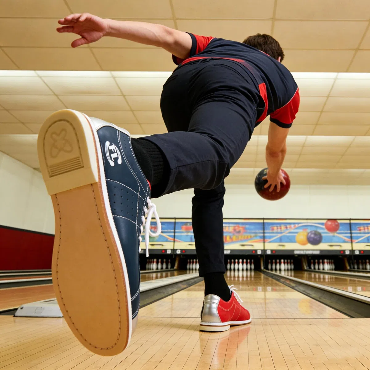 JiuQing Bowlingschuhe Für Damen Herren Gleitsohle Obermaterial Aus Leder Schnürung Leicht Für Links Und Rechtshänder