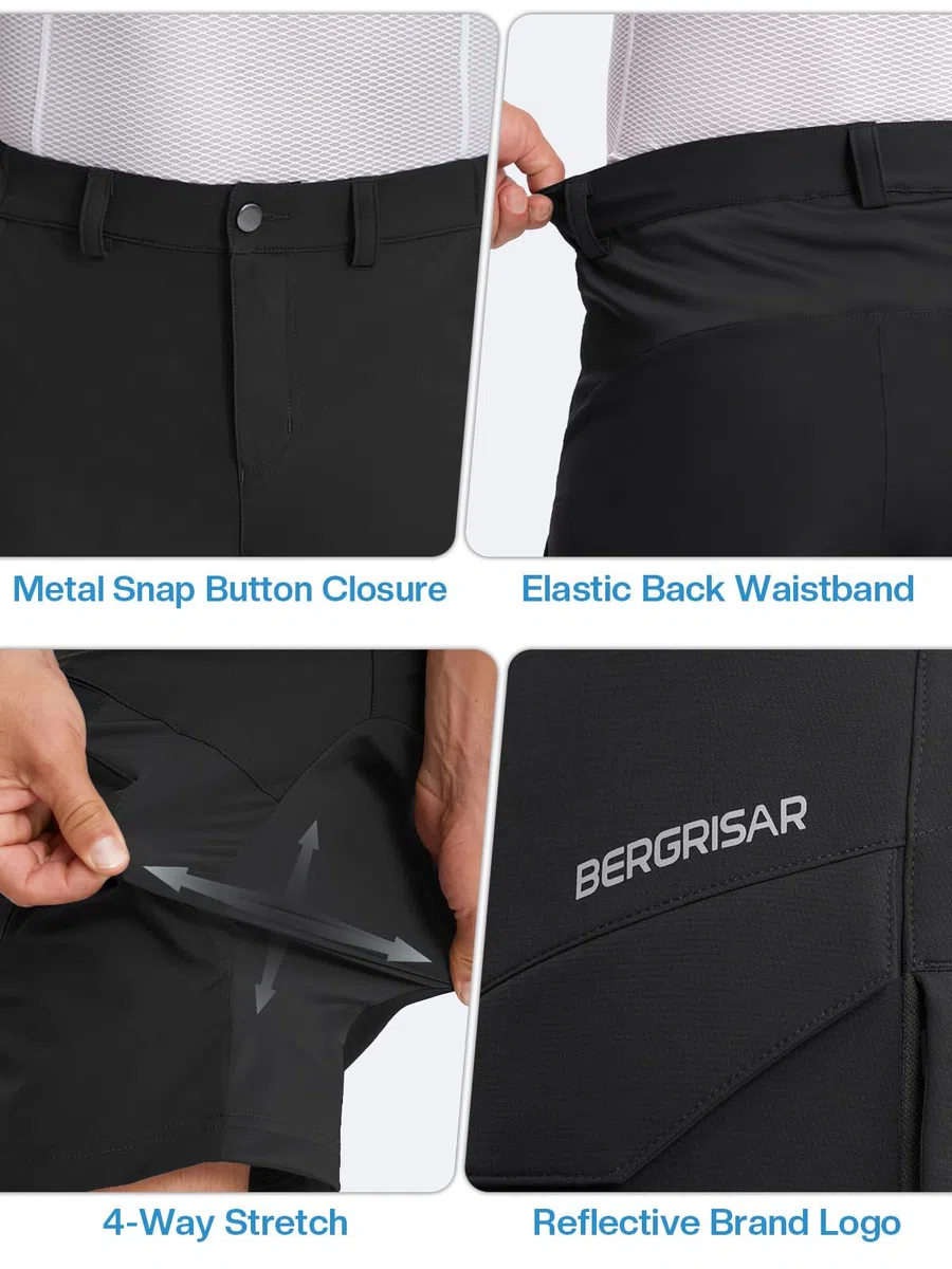BERGRISAR Fahrradhose Herren Atmungsaktiv MTB-Mountaninbike Hose Herren Kurz mit 5 Taschen