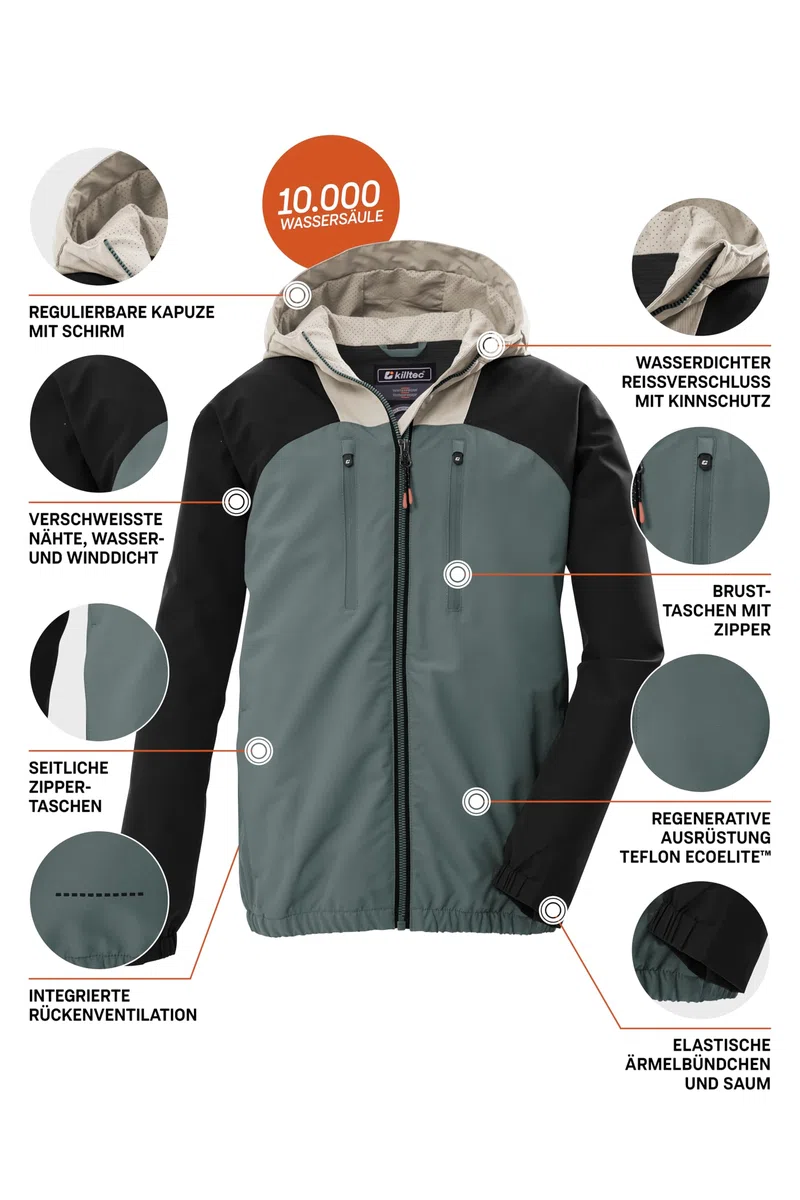 Killtec Jungen Kos 148 Bys Jckt Funktionsjacke/Outdoorjacke wasserdicht mit Kapuze und Rückenventilation