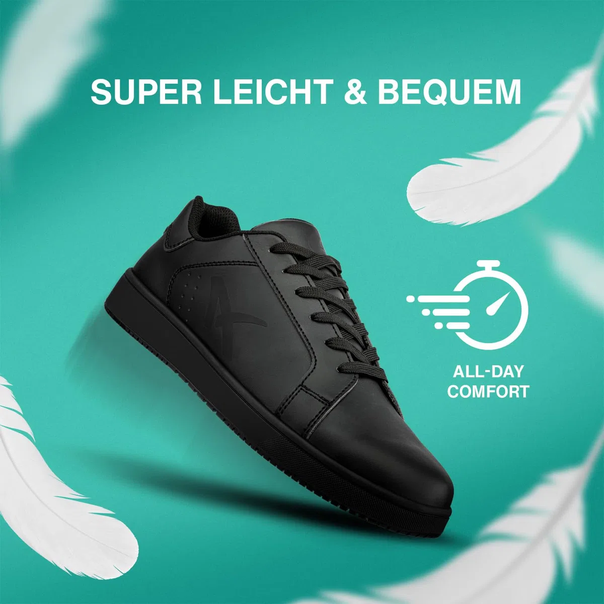 ALBATROS Boogie Rutschhemmende Serviceschuhe – rutschfeste Gastronomieschuhe für Damen und Herren, sehr leicht - Non-Slip Sneaker – ideal für Service und Gastronomie Schwarz