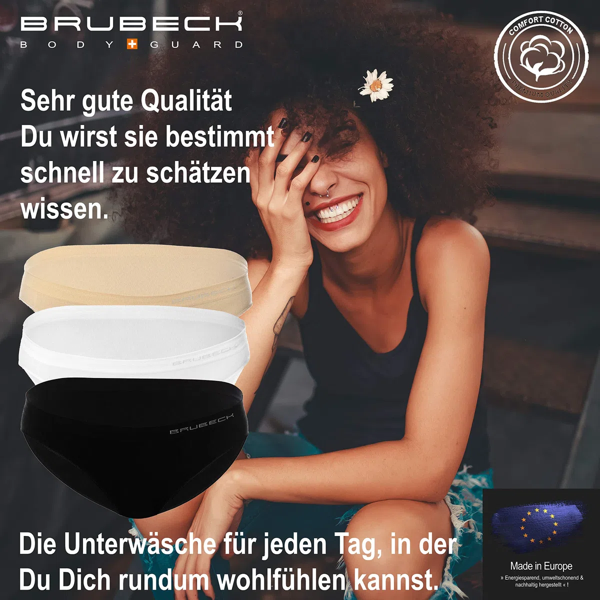 BRUBECK 5er Pack Damen Bikini Slips | 80% Baumwolle | Seamless | Formstabil | Fusselfrei | Sportslip | Funktionswäsche | Schnell trocknend | BI10020A