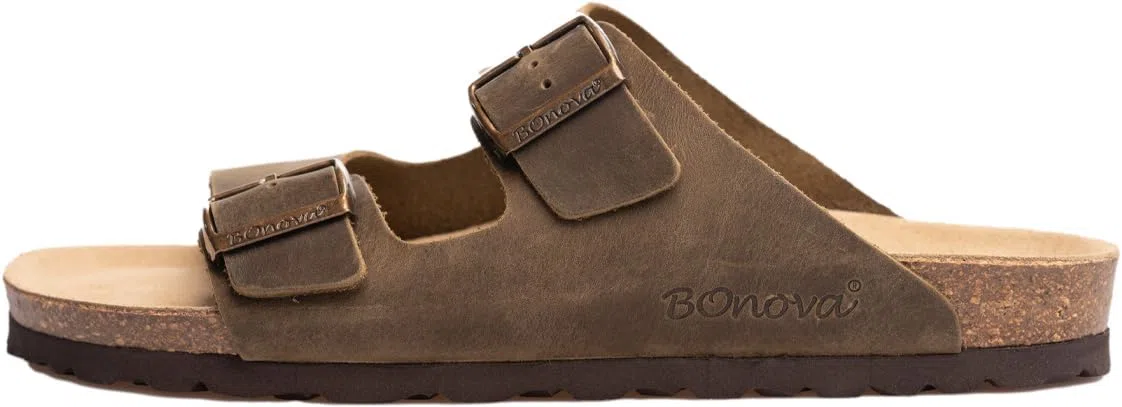 BOnova Schwanberg Echtleder Herren Pantolette in 2 Farben in Größen 40-48: Bequeme Hausschuhe aus Echtleder mit Kork-Fußbett - Sandalen hergestellt in der EU