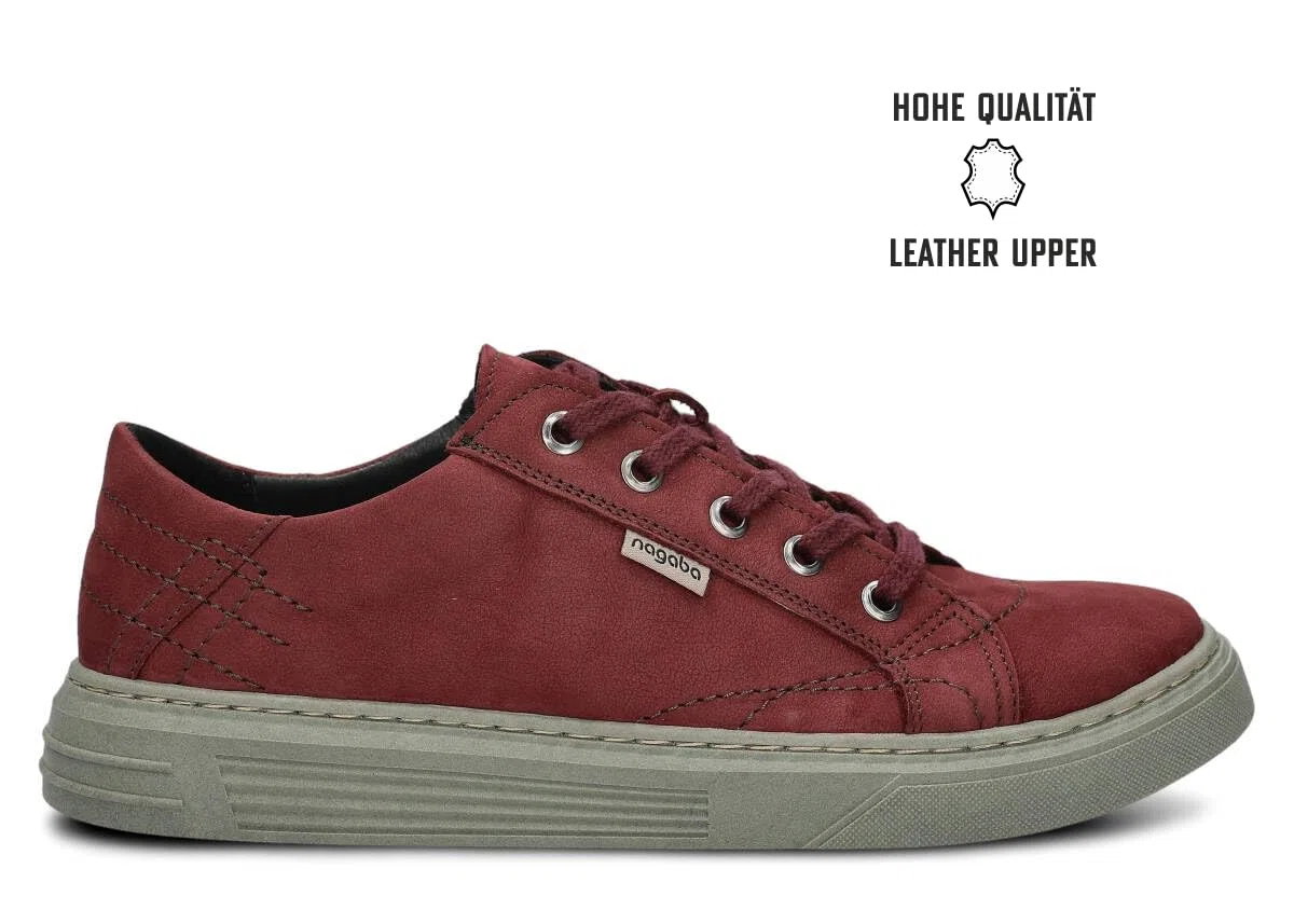 nagaba - Sneaker Herren - Halbschuhe Herren - Echtleder - Flache Schuhe, Sportschuhe, Bequeme Schnürschuhe, für Herbst, Frühling - Lederschuhe für Männer, Jungs - Modell 412