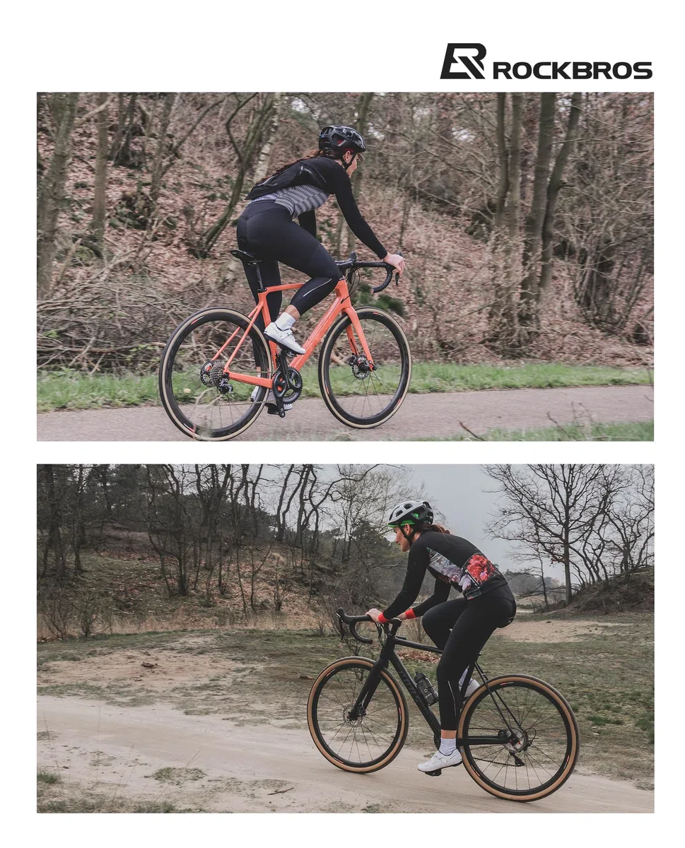 ROCKBROS TVI Winter Fahrradhose Damen Gepolstert Lang, Elastische Radhose Atmungsaktive Dehnbare Fahrradrennrad Hose Woman Sitzpolster GepräGtes Stoff