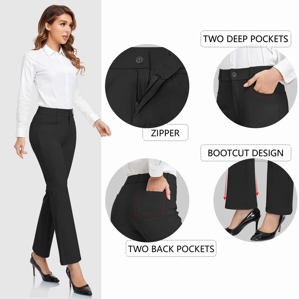 HISKYWIN Womens Dress Pants Stretch Work Office Business Slacks Comfy Yoga Golf Pants with Pockets