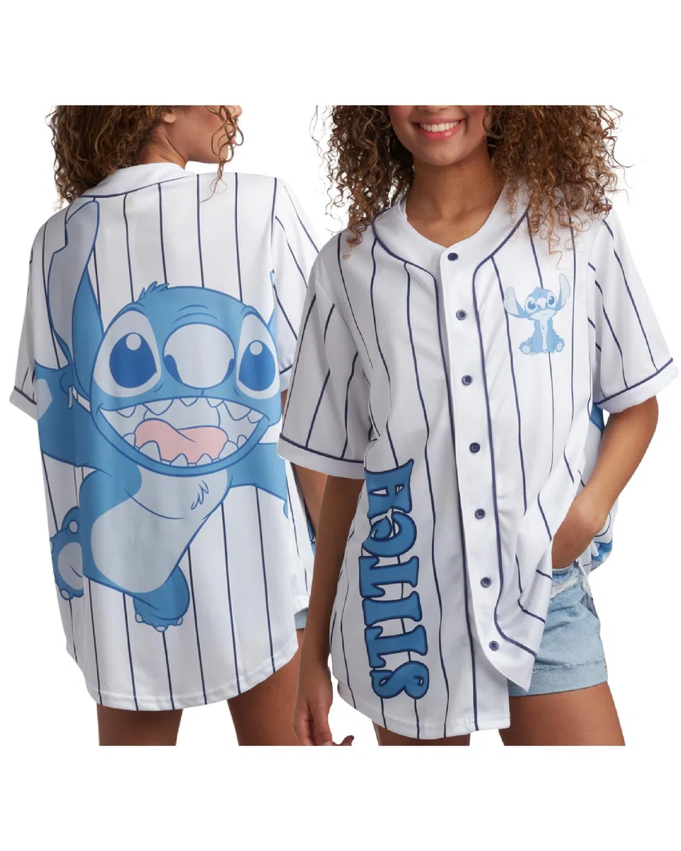 Disney Damen Baseballtrikot – Mickey Mouse Lightning McQueen Marie, Lilo und Stitch Damen-Baseballshirt (Größen: S-XL)