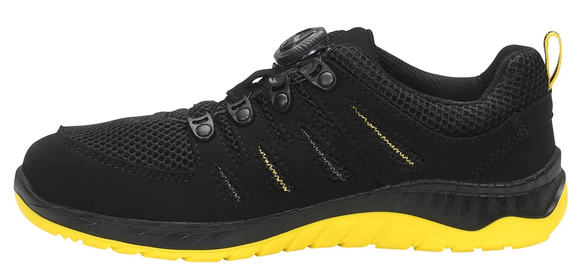 ELTEN Berufsschuh Maddox BOA Black-Yellow Low ESD O1, Damen und Herren, Textil, leicht, sportlich, Schwarz/Gelb, Gr. 39