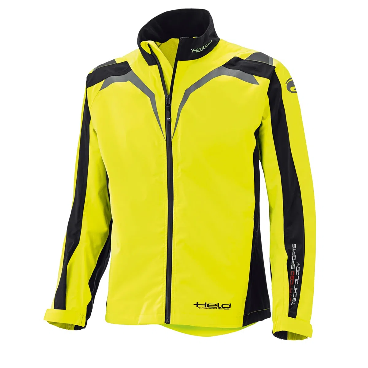Held Rainblock 2 Top - Sport Motorrad Regenjacke Herren - Membrane 100% Wasserdicht, Atmungsaktiv - Reflex Einsätze - Außentaschen - Ärmelsaum weitenverstellbar - Schwarz Neongelb