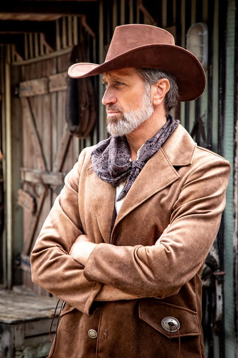WILBERS & WILBERS 330438 - Western Mantel für Herren, braun, Cowboy Look, Karneval