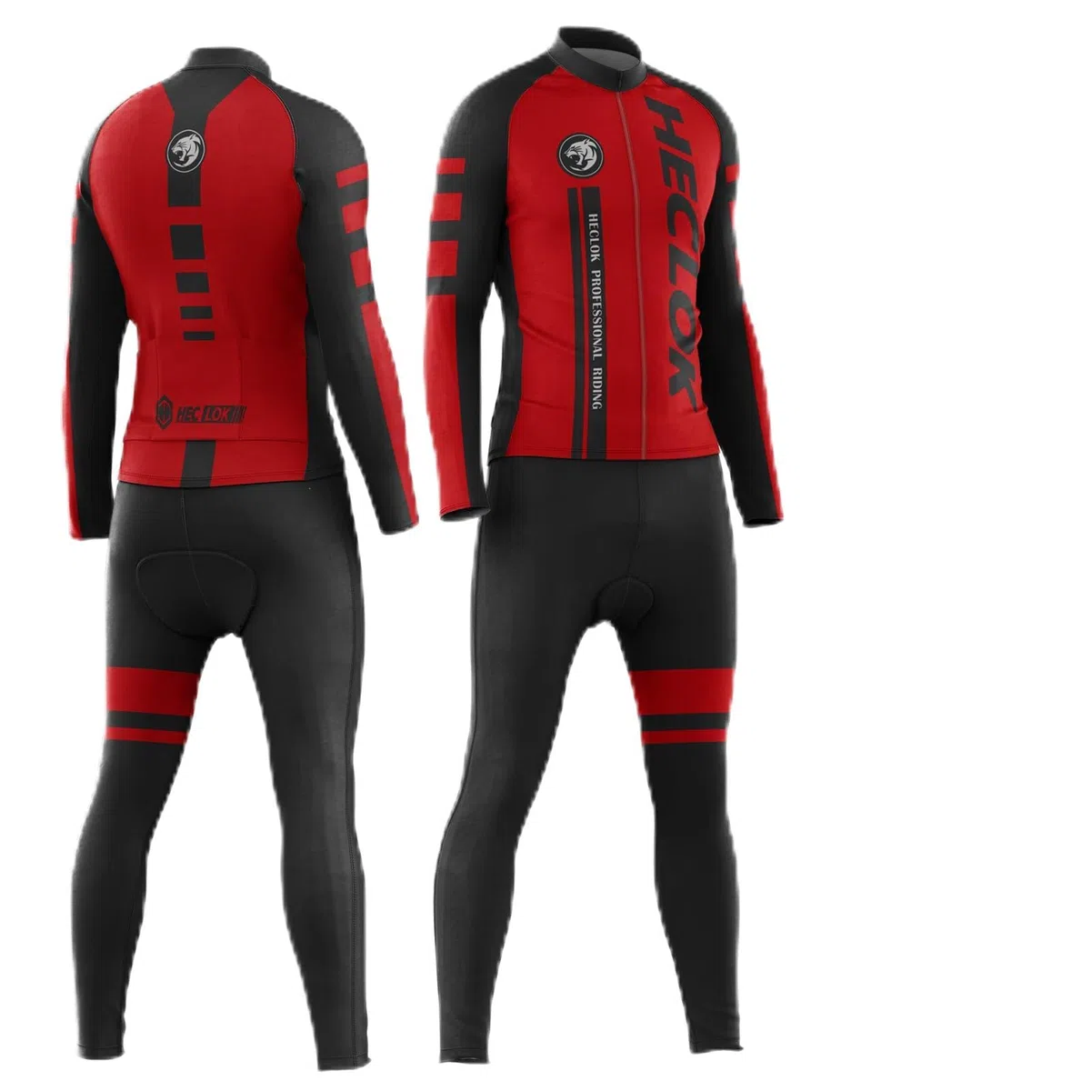 Winter Radkleidung Herren: mit Thermo-Fleece Winddichtem Langarmtrikot & Bibshorts mit Gel-Polster | Für Rennrad & MTB+ Glasses + Gloves