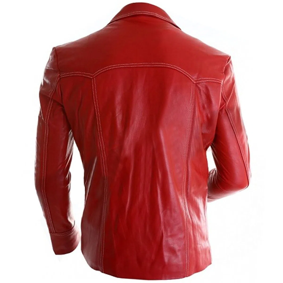 Herren Brad Pitt Fight Club Tyler Durden Mayhem Coat Rot Biker Lederjacke Mantel