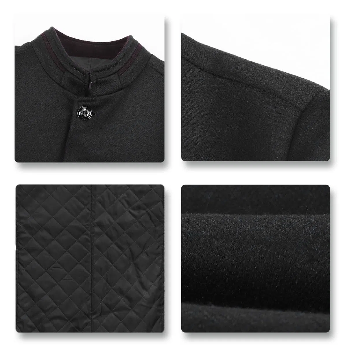 Allthemen Wintermantel Herren Kurzmantel Slim Fit Mantel mit Stehkragen Wolle Warm Wollmantel Business Freizeit
