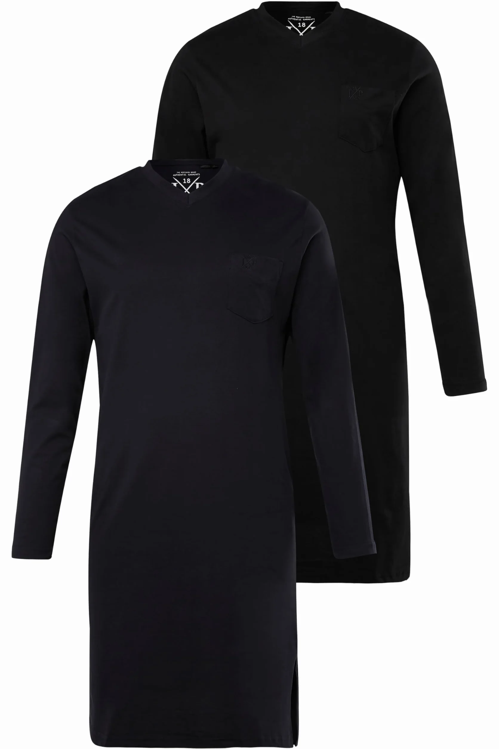 JP 1880 Herren große Größen Übergrößen Menswear L-8XL Nachthemd, Homewear, 2er-Pack, Uni, Langarm 828350