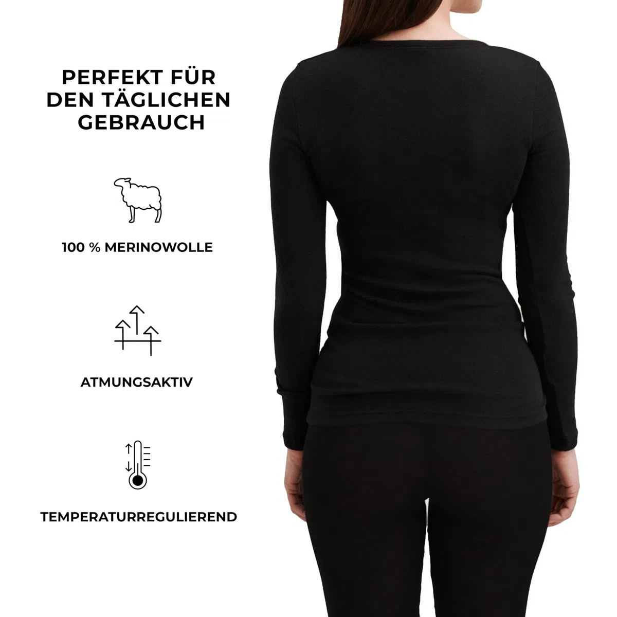 Dilling Merino Langarmshirt für Damen - Extra Feine Unterwäsche aus 100% Bio Merinowolle