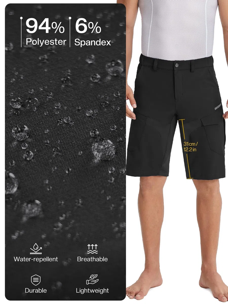 BERGRISAR Fahrradhose Herren Atmungsaktiv MTB-Mountaninbike Hose Herren Kurz mit 5 Taschen