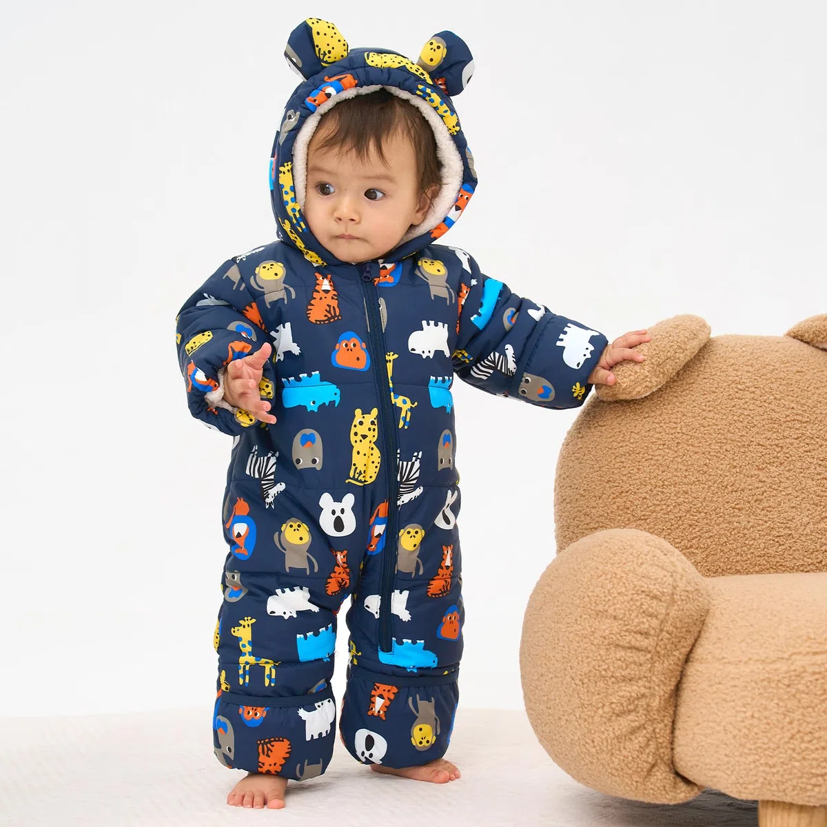 WYTbaby Baby Schneeanzug Warm Winteroverall Mit Kapuze Dick Jumpsuit für Jungen Mädchen 3-24 Monate
