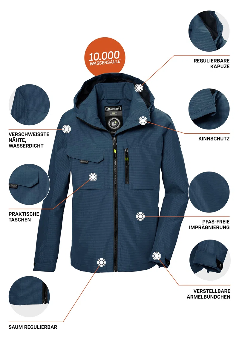Killtec Jungen Kos 140 Bys Jckt Funktionsjacke ist wasserdicht/Outdoorjacke mit Kapuze